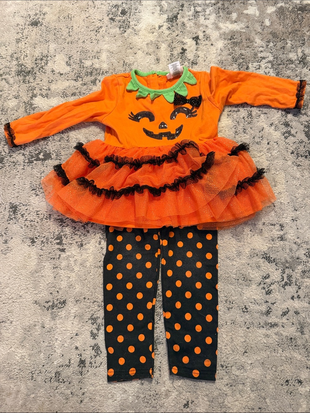 Little Lass Orange and Black Pumpkin Tutu Outfit